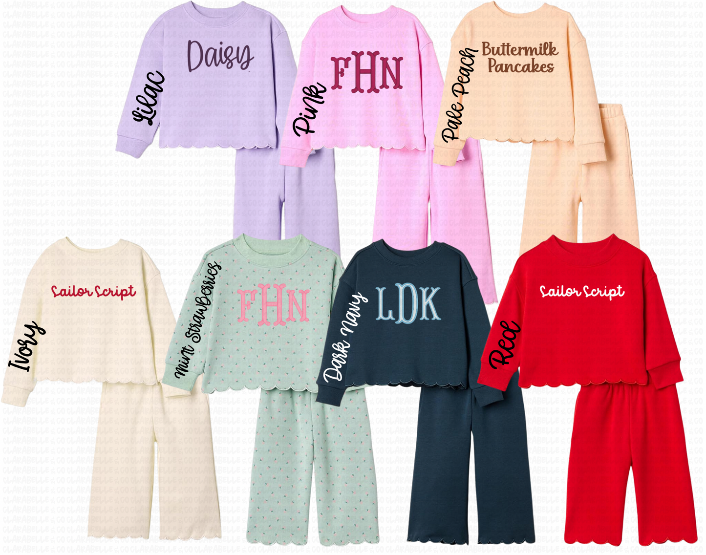 Embroidered Scallop Sets