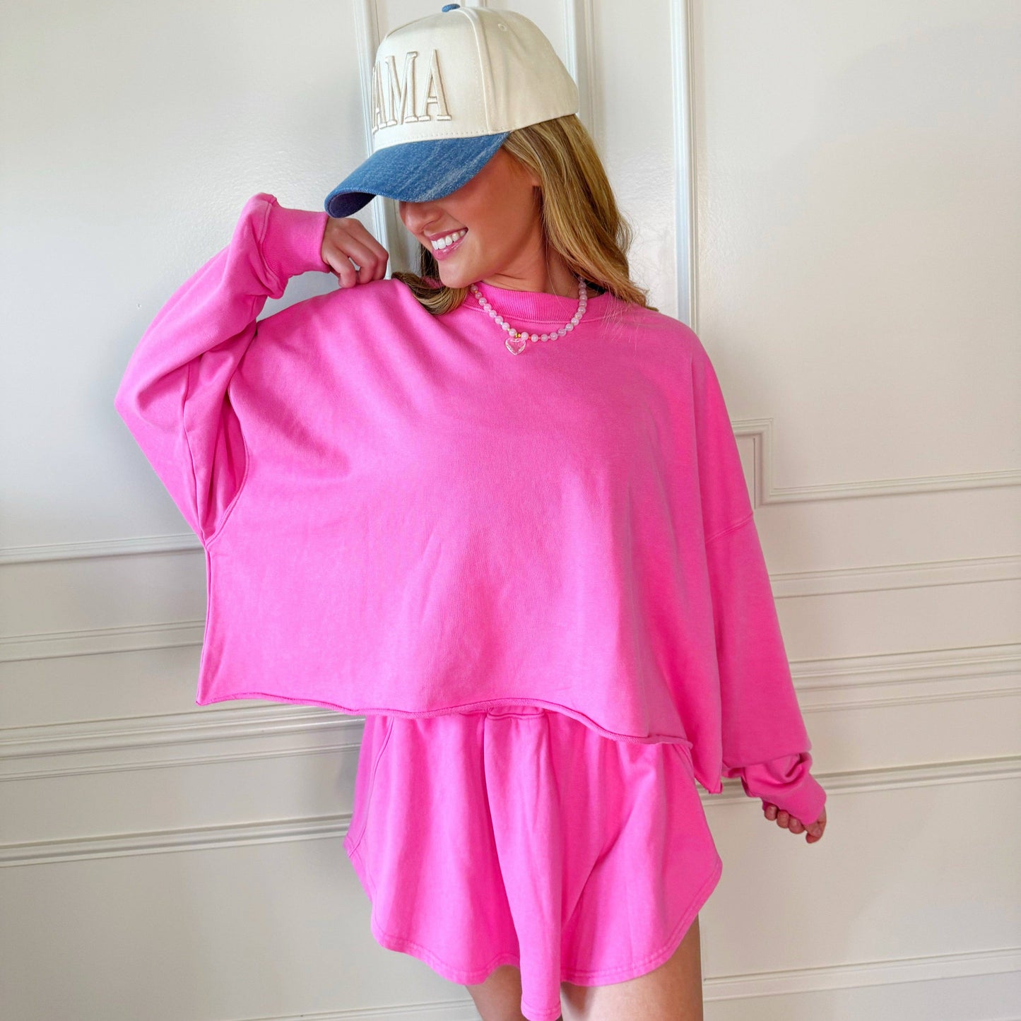 Pink Long Sleeve Crop