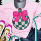Pink and Green Checkered Bulb Sequin Patch