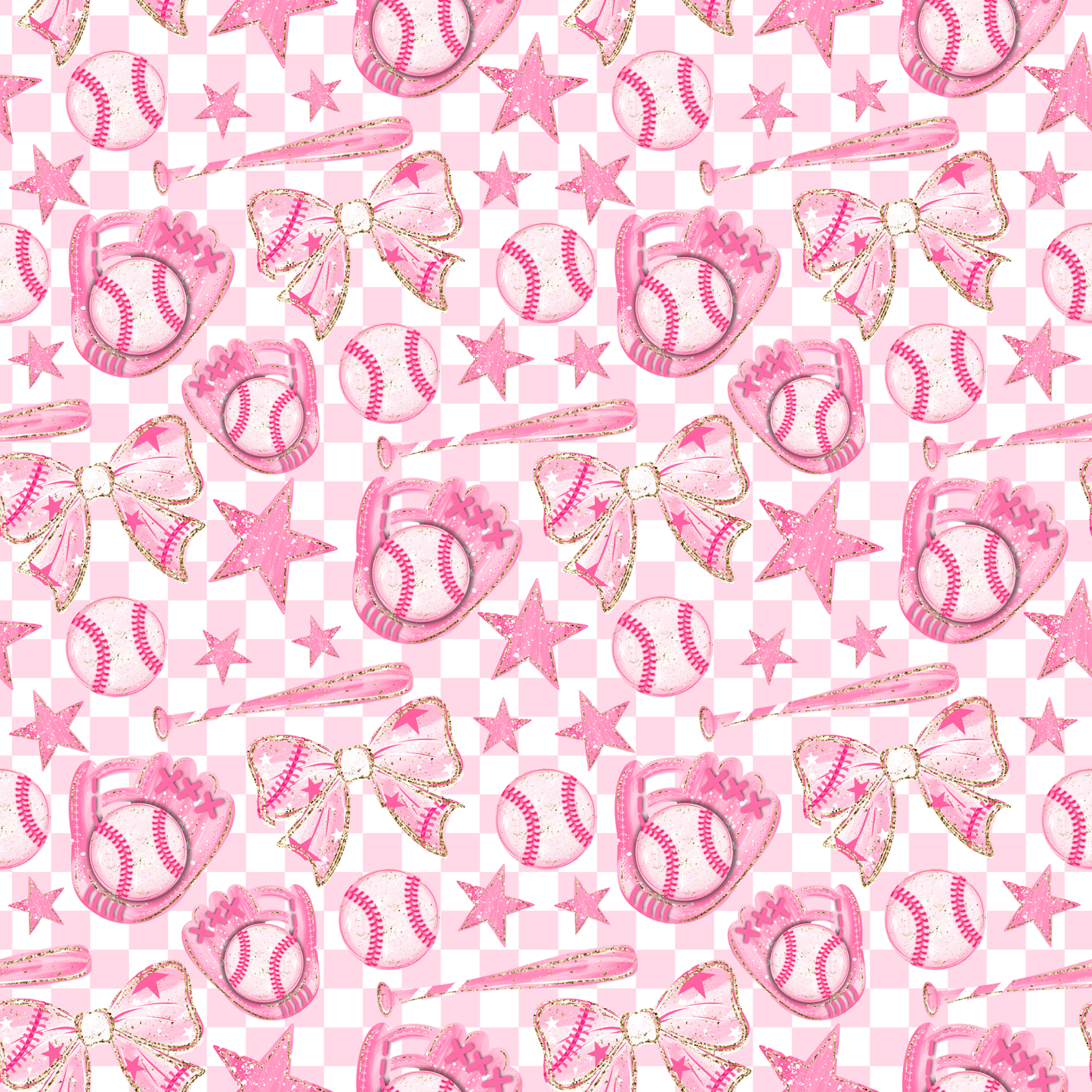 (EARLY-MID MAY PRE-ORDER TALL ONLY) Pink Baseball Stars & Bows