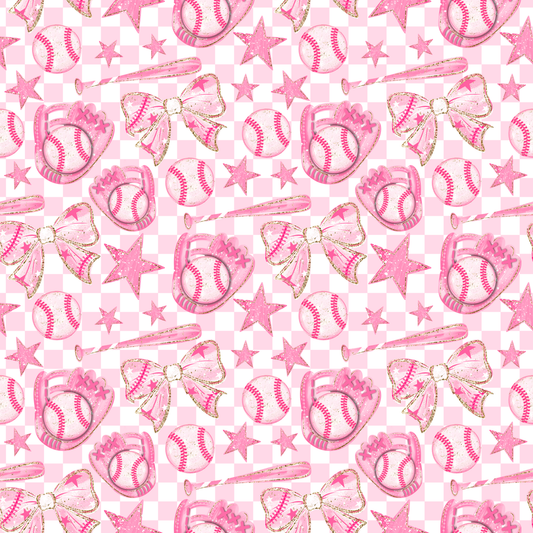 (EARLY-MID MAY PRE-ORDER TALL ONLY) Pink Baseball Stars & Bows