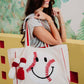 Baseball Oversized Happy Face Tote Bag for Women