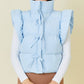 Ruffle Puffer Vest With Bow Tie Detail