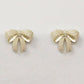 Chubby Ribbon CZ Studded Post Stud Earrings