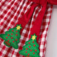 Girls Christmas Outfit – Red Plaid Dress with Tree Bow Accents