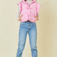 Ruffle Puffer Vest With Bow Tie Detail