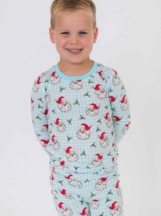 SoftSnooze™ Boys Bamboo Viscose Blue Dear Santa Long Sleeve Pajama Set