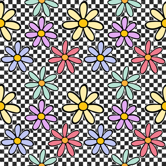 BLACK CHECKER WITH DAISIES (TALL ONLY)