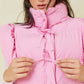 Ruffle Puffer Vest With Bow Tie Detail
