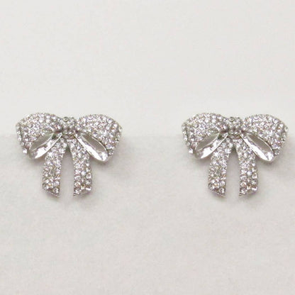 Chubby Ribbon CZ Studded Post Stud Earrings