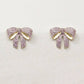 Chubby Ribbon CZ Studded Post Stud Earrings