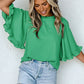 KELLY GREEN RUFFLE TOP