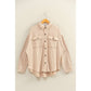 Oversized Mineral Wash Waffle Button Up Shacket