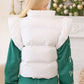 Ruffle Puffer Vest With Bow Tie Detail
