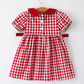 Girls Christmas Outfit – Red Plaid Dress with Tree Bow Accents