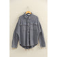 Oversized Mineral Wash Waffle Button Up Shacket