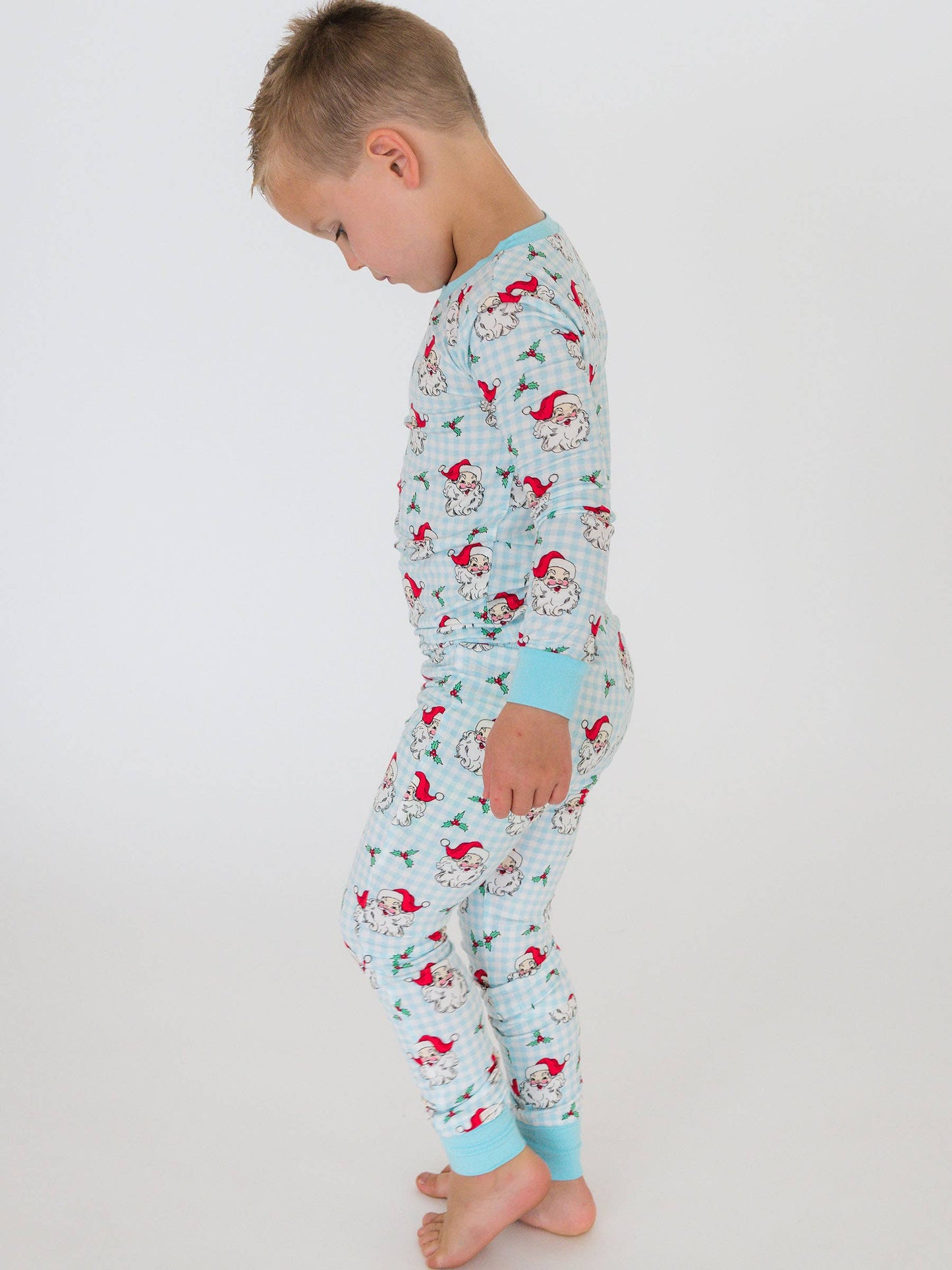 SoftSnooze™ Boys Bamboo Viscose Blue Dear Santa Long Sleeve Pajama Set