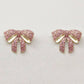 Chubby Ribbon CZ Studded Post Stud Earrings