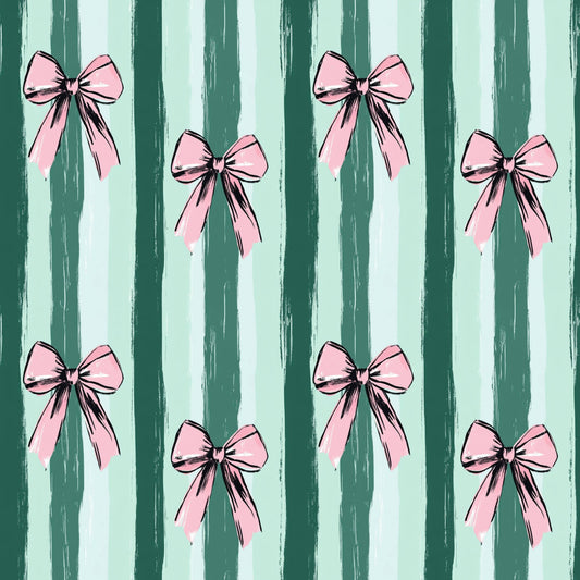 (MID AUGUST PRE-ORDER) WINTERGREEN STRIPES WITH PINO BOWS (TALL ONLY)