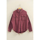 Oversized Mineral Wash Waffle Button Up Shacket