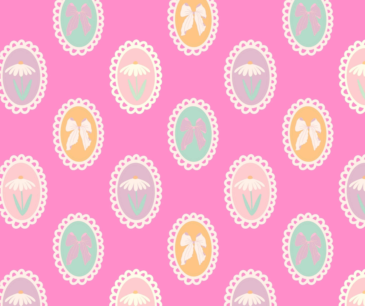 LM-BRIGHT PINK CAMEO BOWS & FLOWERS (TALL ONLY)