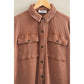 Oversized Mineral Wash Waffle Button Up Shacket