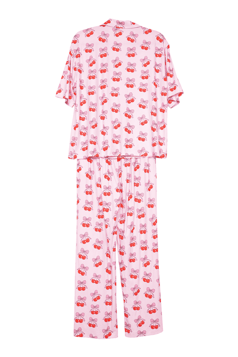 Cherry Bow Repeat Valentine's Pajama Pants Set