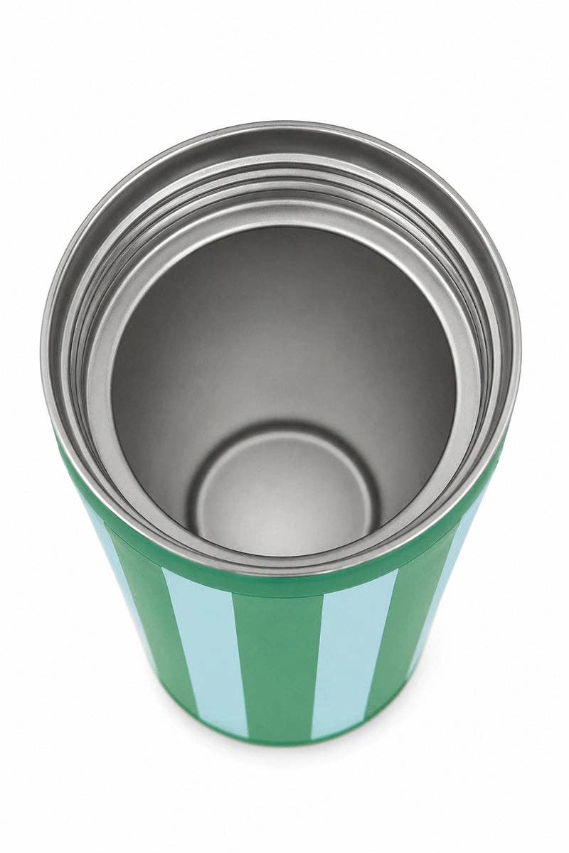 Aqua and Green Striped Can Coolers Wholesale