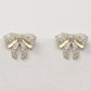 Chubby Ribbon CZ Studded Post Stud Earrings