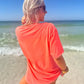 Preppy Beer Can Neon Red Orange Graphic Tee