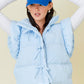 Ruffle Puffer Vest With Bow Tie Detail