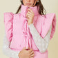 Ruffle Puffer Vest With Bow Tie Detail