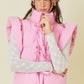 Ruffle Puffer Vest With Bow Tie Detail