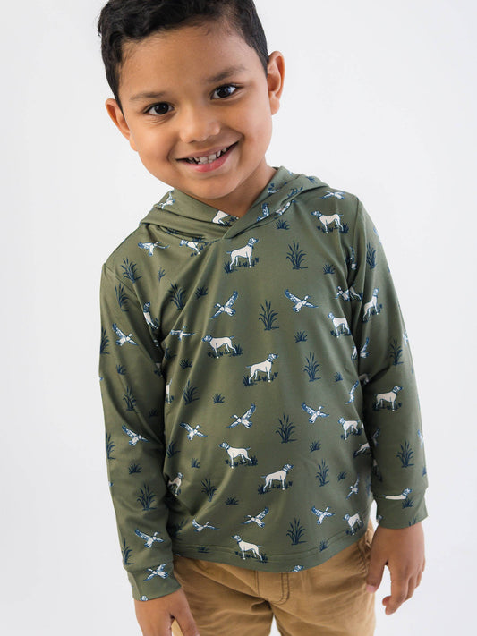 Boys Pond Pups Hunting Dog Performance Hooded Shirt