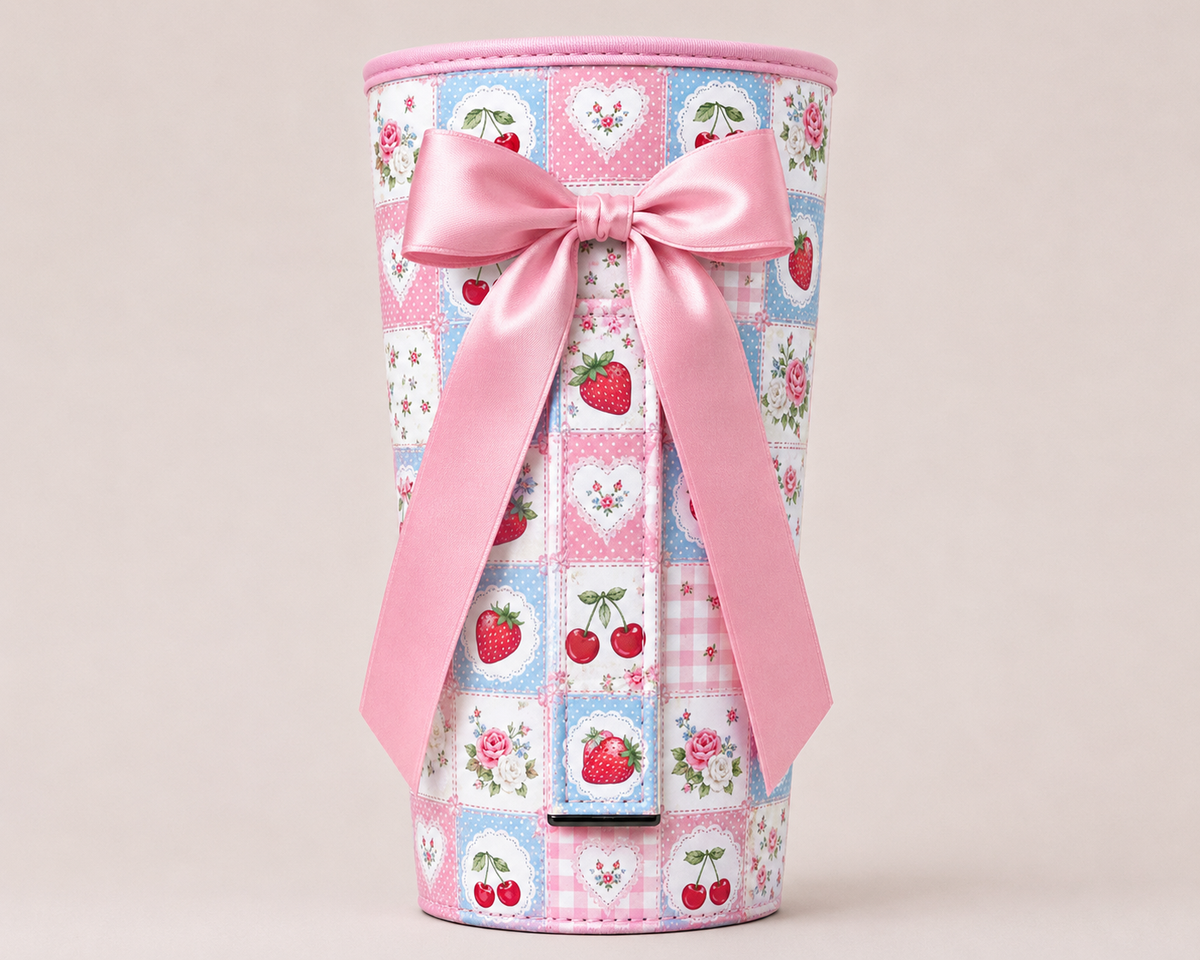 (MID AUGUST PRE-ORDER) Strawberry & Cherry Quilt with Pink Bow (TALL ONLY)