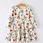 Christmas Girls Long Sleeve Dress with Character& Reindeer Print