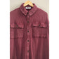 Oversized Mineral Wash Waffle Button Up Shacket