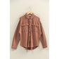 Oversized Mineral Wash Waffle Button Up Shacket