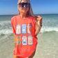 Preppy Beer Can Neon Red Orange Graphic Tee