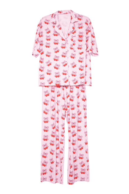 Cherry Bow Repeat Valentine's Pajama Pants Set