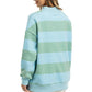 Aqua and Green Striped Mockneck Sweatshirt Women